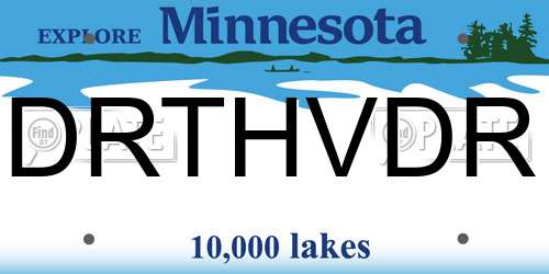DRTHVDR Minnesota License Plate