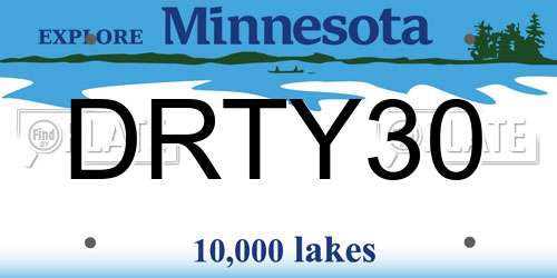 DRTY30 Minnesota License Plate