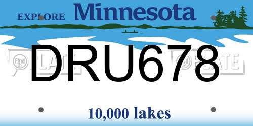 DRU678 Minnesota License Plate
