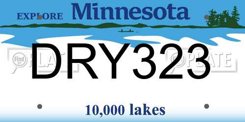 DRY323 Minnesota License Plate