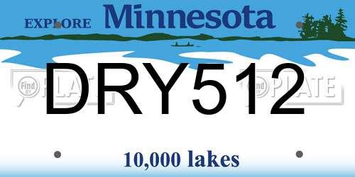 DRY512 Minnesota License Plate