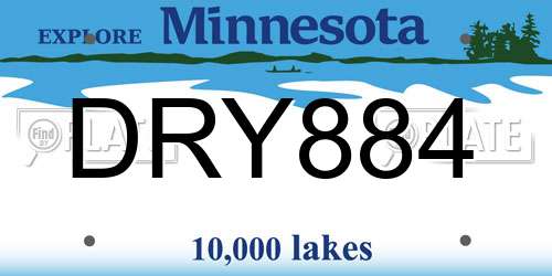 DRY884 Minnesota License Plate