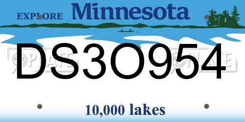 DS3O954 Minnesota License Plate
