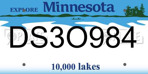 DS3O984 Minnesota License Plate