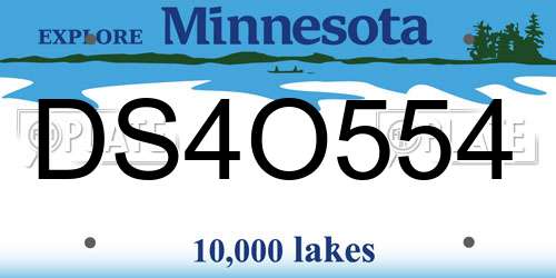DS4O554 Minnesota License Plate