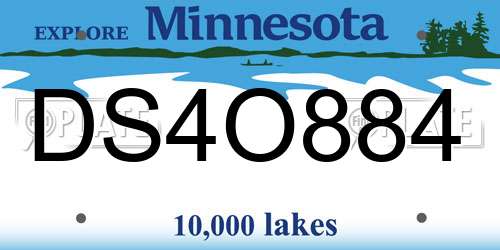 DS4O884 Minnesota License Plate