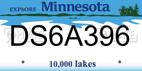 DS6A396 Minnesota License Plate