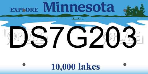 DS7G203 Minnesota License Plate