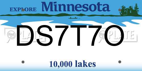 DS7T7O Minnesota License Plate