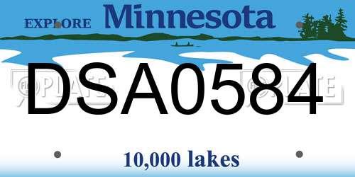 DSA0584 Minnesota License Plate