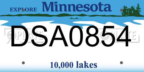 DSA0854 Minnesota License Plate