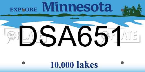 DSA651 Minnesota License Plate