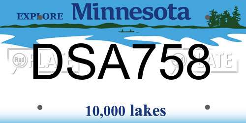 DSA758 Minnesota License Plate