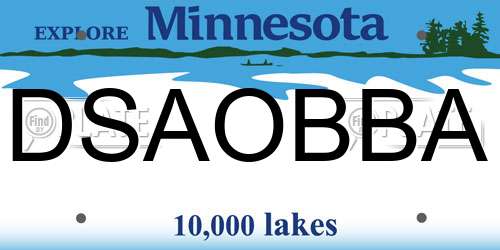 DSAOBBA Minnesota License Plate