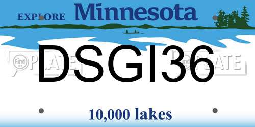 DSGI36 Minnesota License Plate