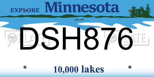 DSH876 Minnesota License Plate