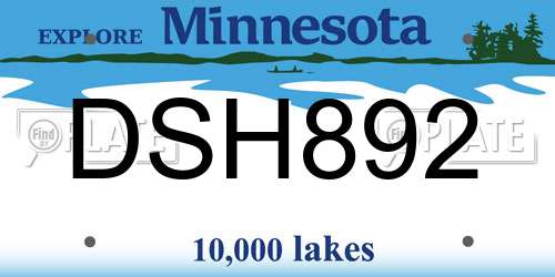 DSH892 Minnesota License Plate