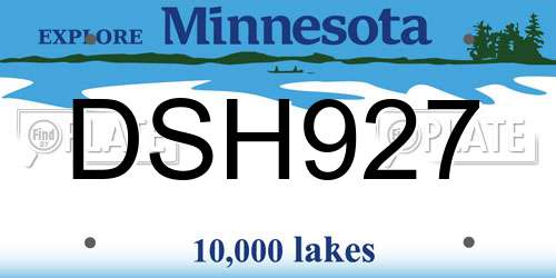 DSH927 Minnesota License Plate