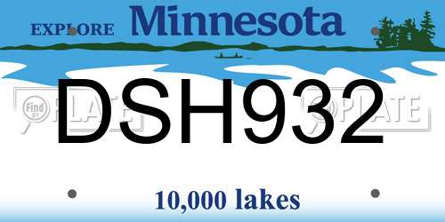DSH932 Minnesota License Plate