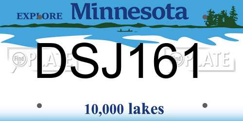 DSJ161 Minnesota License Plate