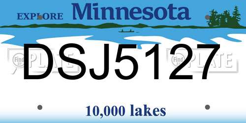 DSJ5127 Minnesota License Plate