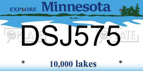 DSJ575 Minnesota License Plate