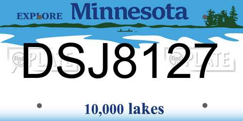 DSJ8127 Minnesota License Plate