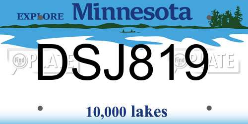 DSJ819 Minnesota License Plate