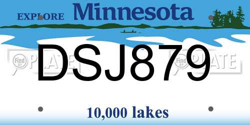 DSJ879 Minnesota License Plate