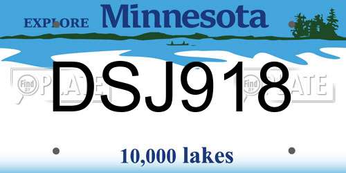 DSJ918 Minnesota License Plate