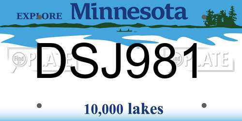 DSJ981 Minnesota License Plate