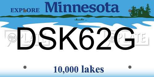 DSK62G Minnesota License Plate