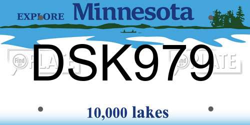 DSK979 Minnesota License Plate