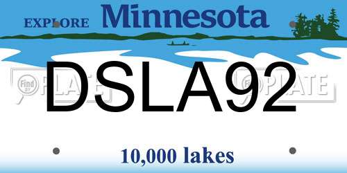 DSLA92 Minnesota License Plate