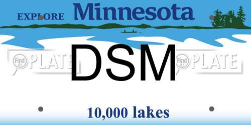 DSM Minnesota License Plate