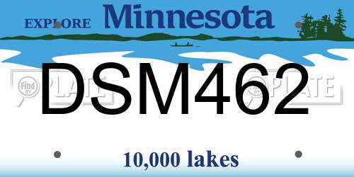 DSM462 Minnesota License Plate