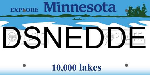 DSNEDDE Minnesota License Plate