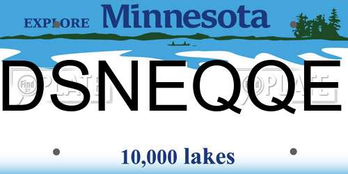 DSNEQQE Minnesota License Plate