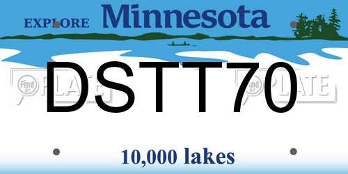 DSTT70 Minnesota License Plate