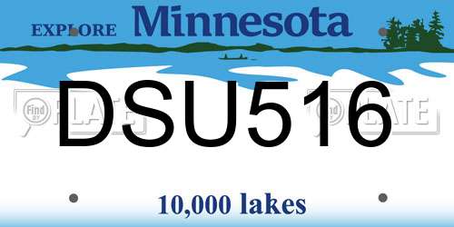 DSU516 Minnesota License Plate