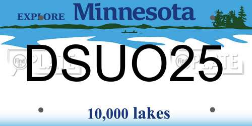 DSUO25 Minnesota License Plate