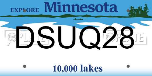 DSUQ28 Minnesota License Plate