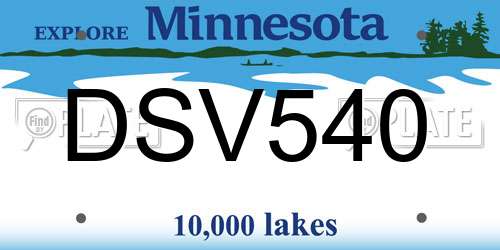 DSV540 Minnesota License Plate