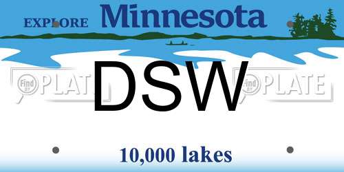 DSW Minnesota License Plate