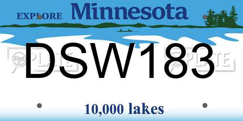 DSW183 Minnesota License Plate