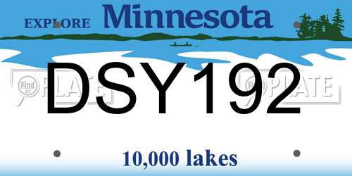 DSY192 Minnesota License Plate