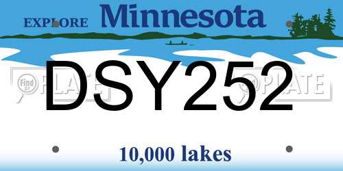 DSY252 Minnesota License Plate