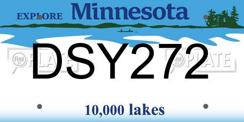 DSY272 Minnesota License Plate