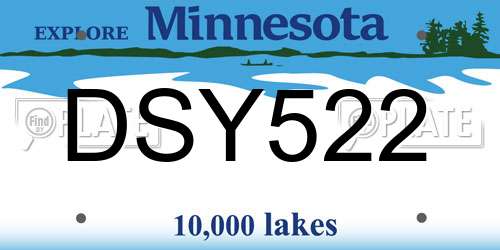 DSY522 Minnesota License Plate