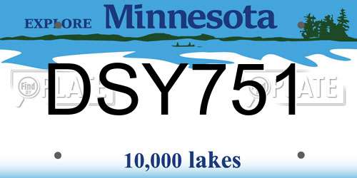 DSY751 Minnesota License Plate